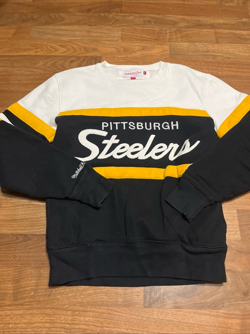 Mitchell & Ness Pittsburgh Steelers Black White Yellow Crewneck